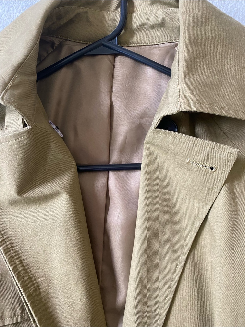 Classic Olive Trench Coat with Belt - Picture 3 of 5